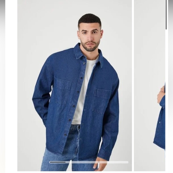 NWT Forever 21 Denim Curved-Hem Shirt - Picture 2 of 9